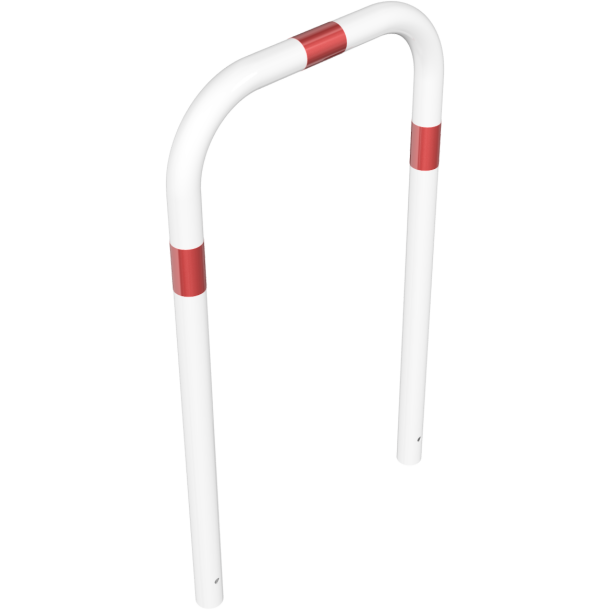 Hoop of steel tube |  60 x 2,5 mm | without cross bar | for casting in concrete | total width: 700 mm | total height: 1200 mm | hot-dip galvanized and white coatedwith red reflecting stripes